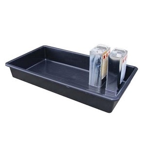 black Plastic Drip Tray Medium with steel cans