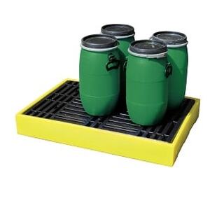 Low profile plastic spill pallet for efficient spill containment