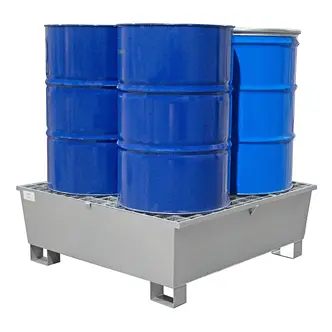 4 Drums Galvanized Spill Pallet forklift move