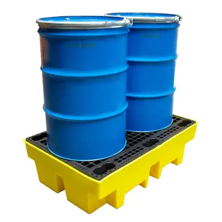 Two drum spill pallet for safe spill containment