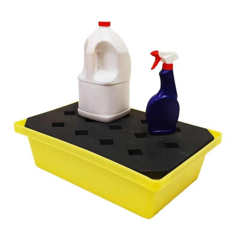 two bottles on a spill tray